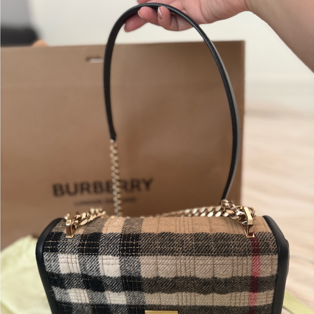 Burberry Plaid Crossbody Bag - Black, Tan, and Red - Picture 4 of 5
